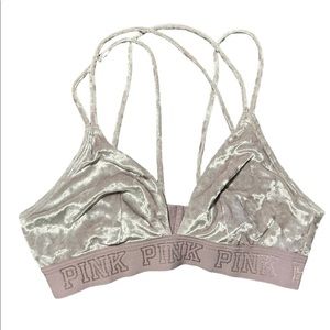 PINK BY VS VELOUR CROSS BRA